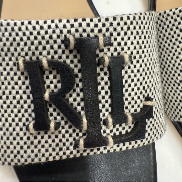 Ralph Lauren “Fay” Women’s Canvas & Leather Sandals Ivory/Black Sz 7.5 - Picture 3 of 10